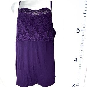 Lane Bryant‎ Purple Chemise Tank Top w/Lace 22/24